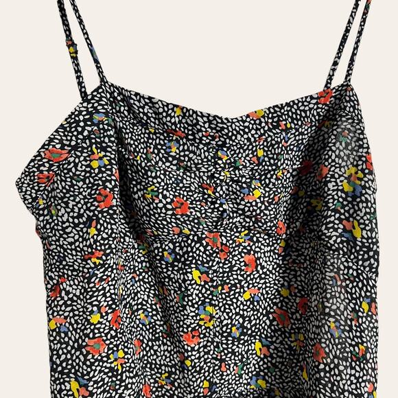 Greylin Black Ditsy Floral Speckled Peplum Camisole Top Size Small - Picture 3 of 8